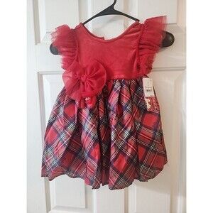 NWT Red Barbie Plaid Party Dress Toddler Girl 3T Tulle Holiday